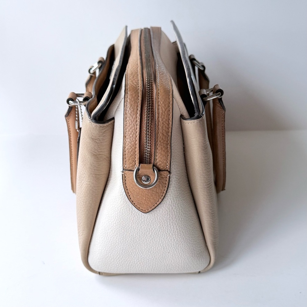 Coach Darcie Carryall Satchel Bag in Colorblock Chalk Beige Sand Tan - Picture 3 of 16